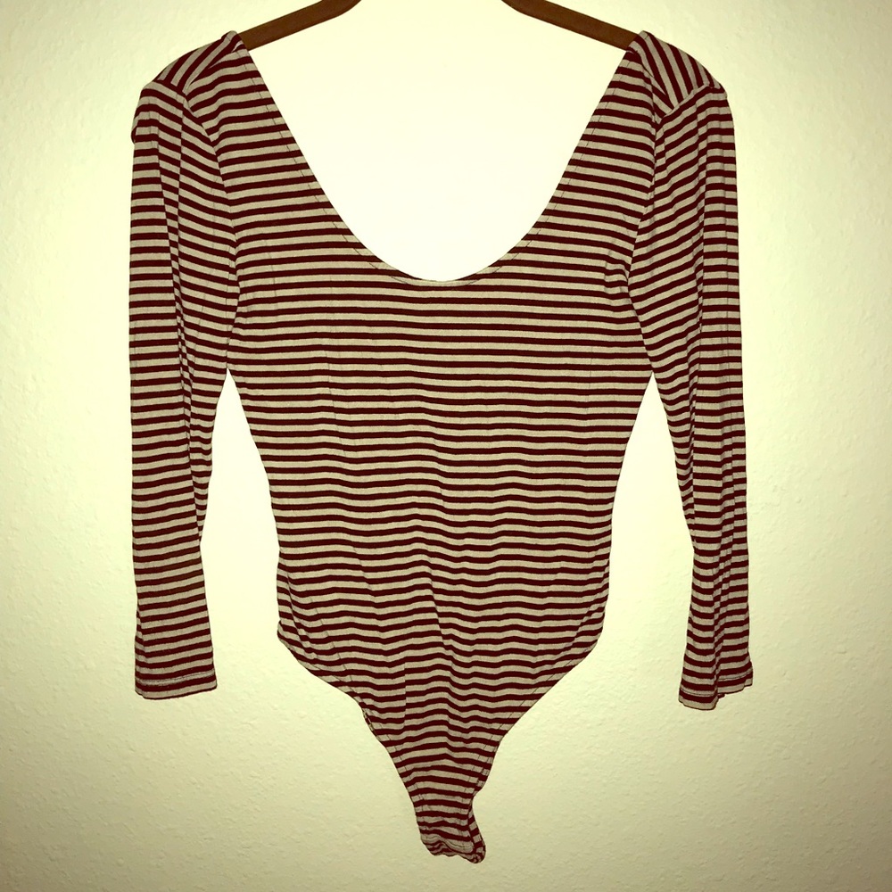 Tan and black striped bodysuit